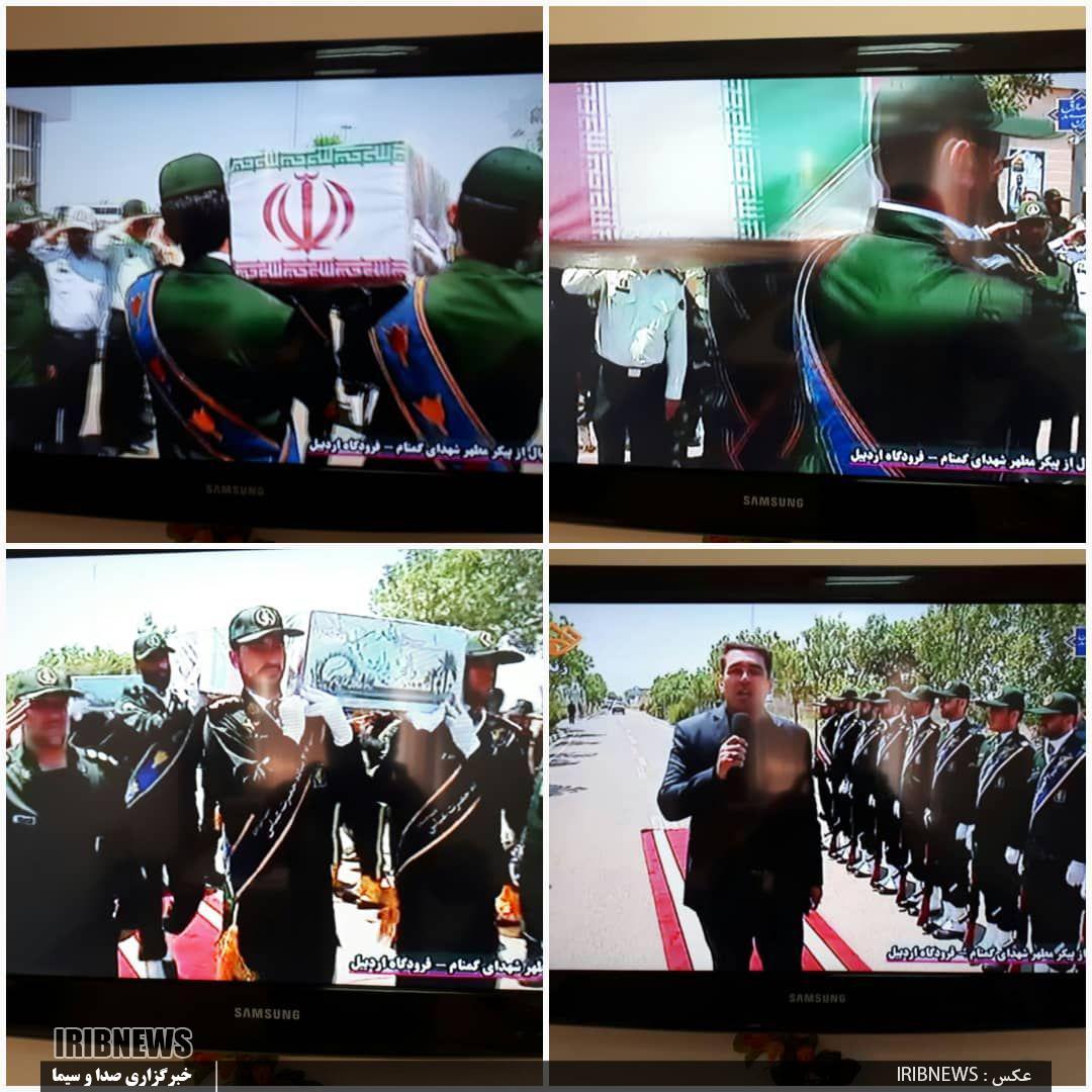 برگزاري با شکوه مراسم استقبال از پیکر مطهر سه شهید گمنام در فرودگاه اردبیل
